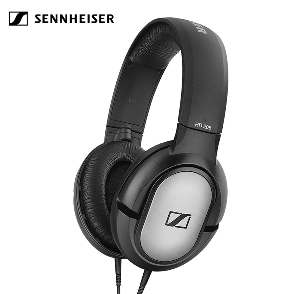 Sennheiser HD 206 Wired Headphones – Deep Bass Stereo Noise-Isolating Earphones for Sports & Gaming