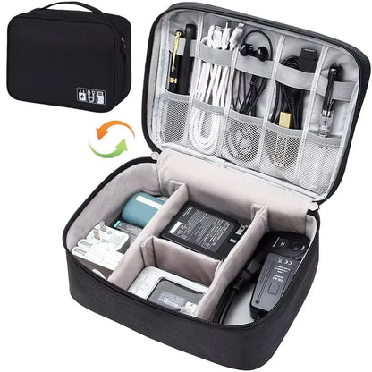 Portable Waterproof Travel Cable Organizer Bag – Digital Electronics USB Charger & Data Cord Storage