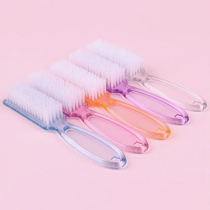 4PCS Transparent Nail Cleaning Brushes – Plastic Handle Pedicure & Manicure Scrub Brushes