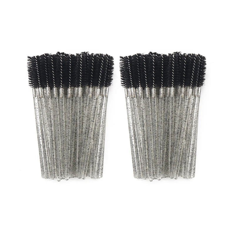 ANNAFRIS 50PCS Disposable Eyelash Brushes - Soft Crystal Lash Extension & Eyebrow Makeup Mascara Wands