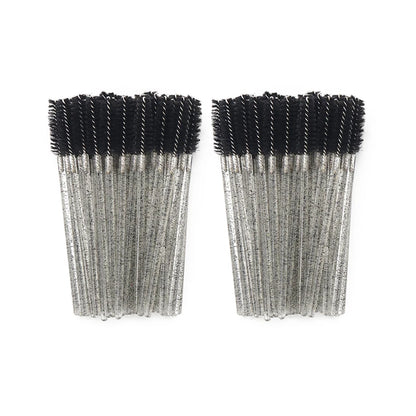 ANNAFRIS 50PCS Disposable Eyelash Brushes - Soft Crystal Lash Extension & Eyebrow Makeup Mascara Wands