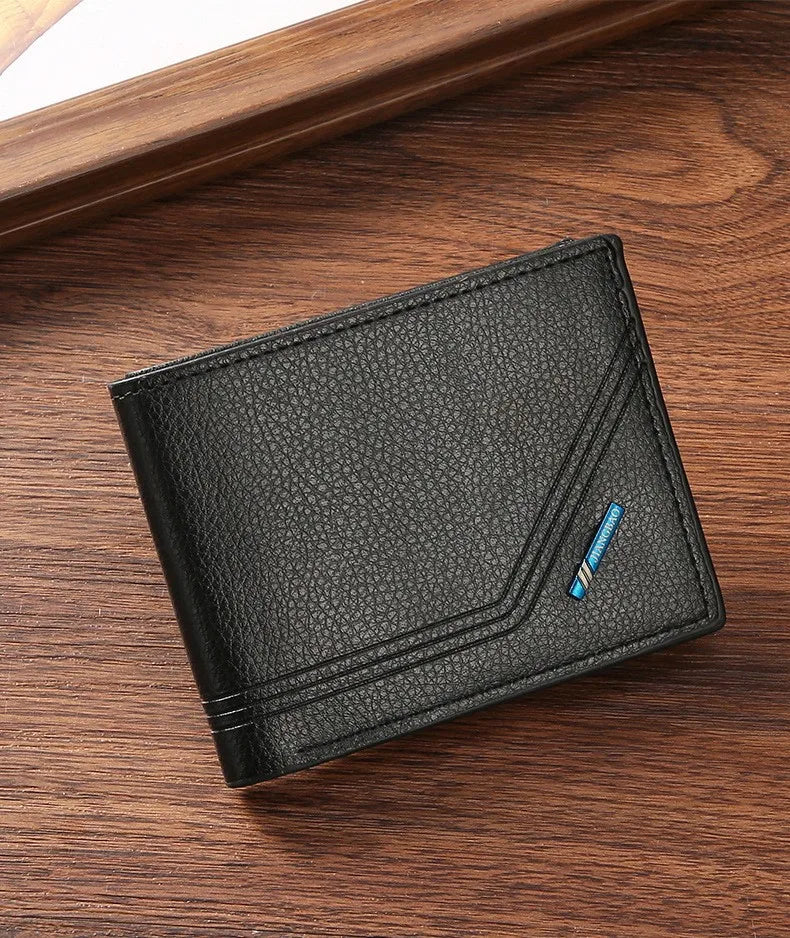 Men’s Slim Short Bifold Faux Leather Wallet – Credit Card & ID Holder Business Billfold Clutch Purse for Everyday Use