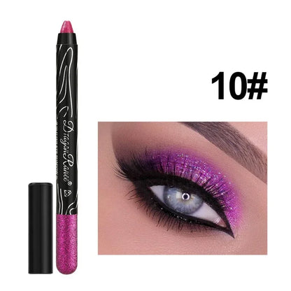Shiny Pearlescent Highlighter Eyeshadow Pencil – Waterproof Glitter Eyeliner Gel Pen for Long-Lasting Makeup