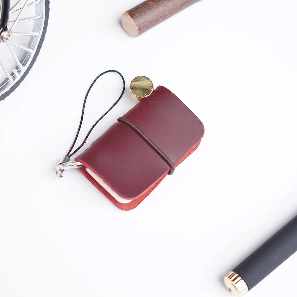 Ultra Mini Retro Leather Notebook – Traveler’s Manual Diary, 32 Sheets, 64 Pages, Decorative Notepad