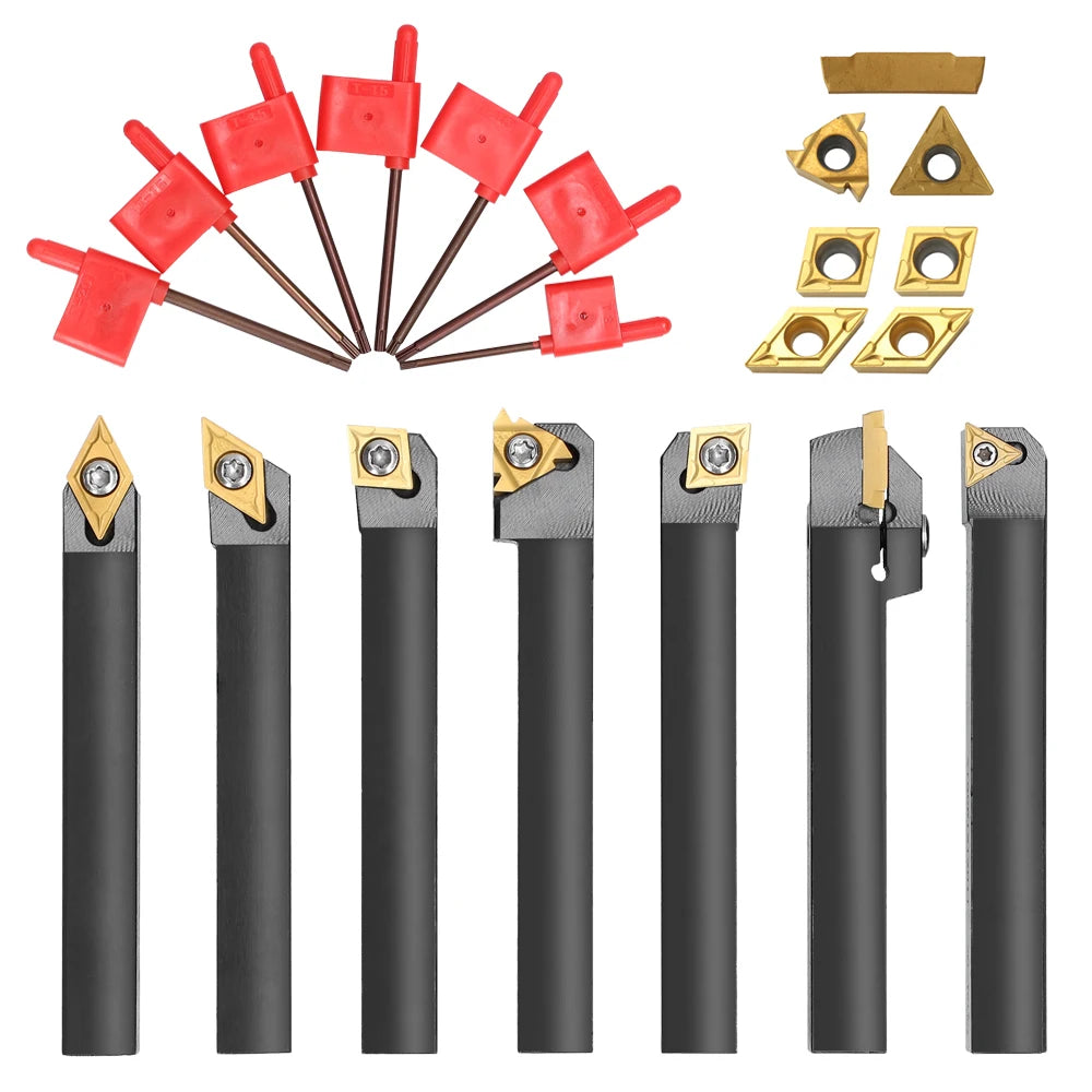 8-16mm Lathe Turning Tool Holder — Boring Bar & CNC Metal Cutter Rod with Shank and Inserts