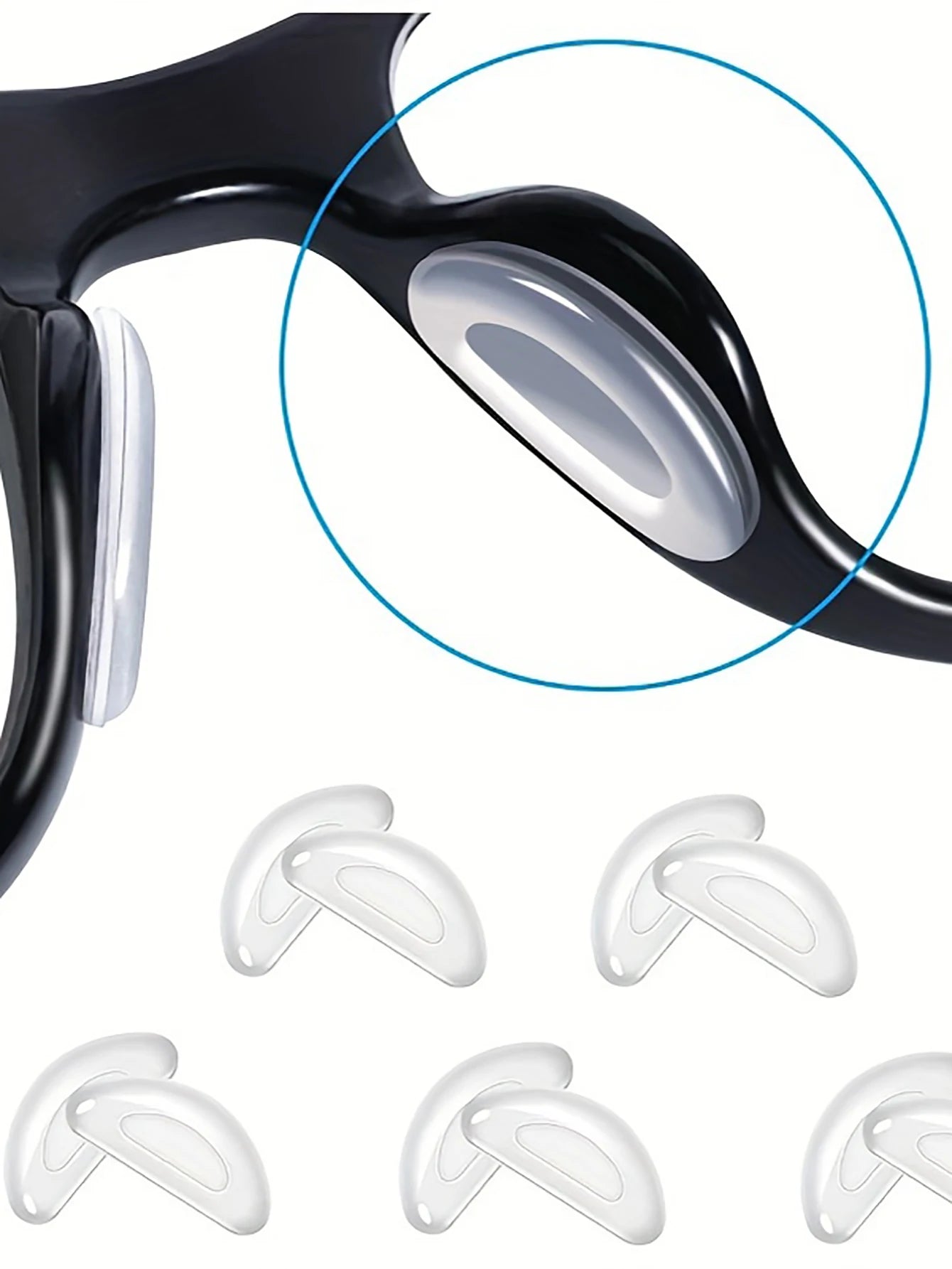 2/5 Pairs Adhesive Silicone Eyeglass Nose Pads – Anti-Slip Stick-On Nose Pads for Sunglasses and Eyewear Accessories