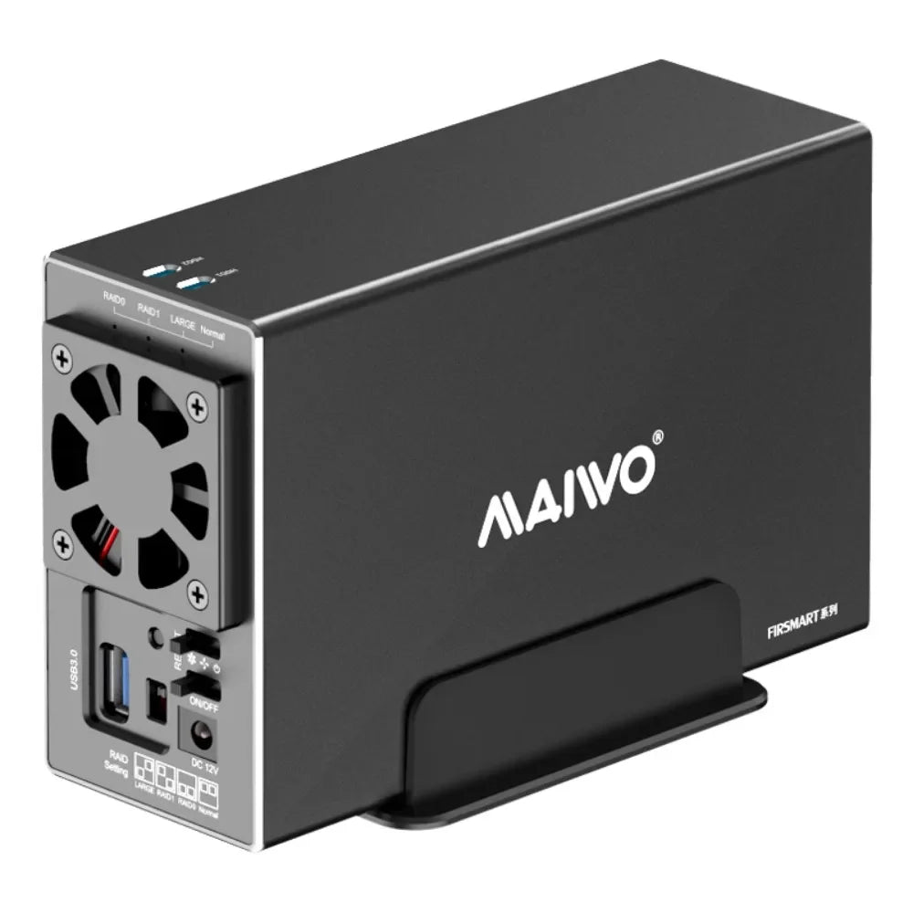 MAIWO 3.5 Inch HDD Case – Dual Bay SATA RAID Storage Enclosure & Docking Station for 2.5/3.5 Inch External Hard Drives