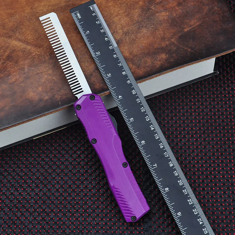 KS9000 OTF Knife – D2 Steel Full/Serrated Blade, Zinc Alloy Handle, Outdoor Hunting & EDC Tool
