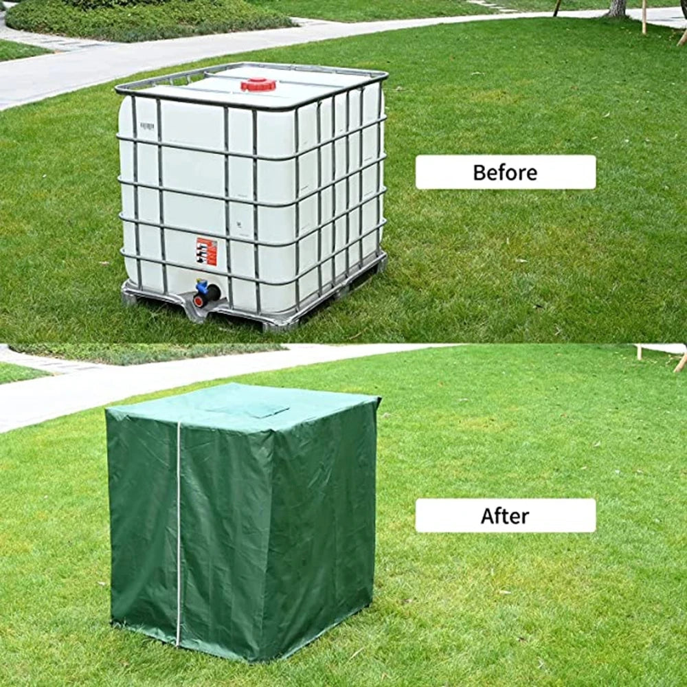1000L IBC Water Tank Cover - Waterproof, UV-Resistant Tarpaulin with Zipper, Dustproof Rain Tank Protector
