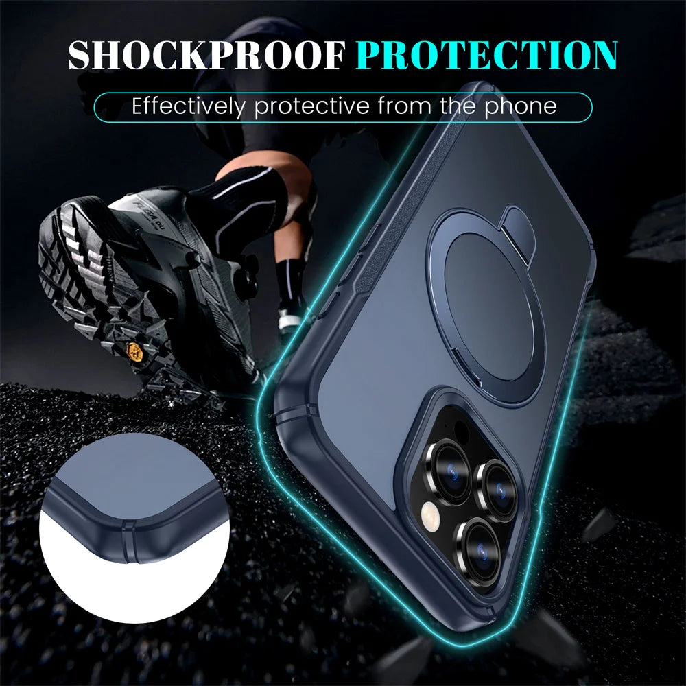 MagSafe Foldable Magnetic Wireless Charging Stand Case — Anti-Slip Bumper for iPhone 11–17 (incl. 16E) Pro/Max