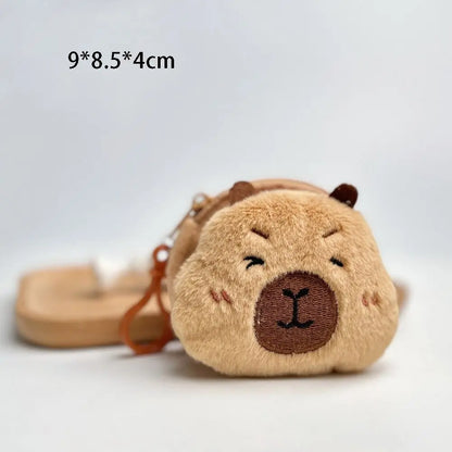 Creative Capybara Anime Plush Coin Purse – Kawaii Mini Round Cartoon Bag Pendant