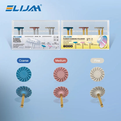 6pcs Dental Rubber Polisher Kit – Composite Resin Diamond Polishing Discs, 14mm Spiral Flex Wheels