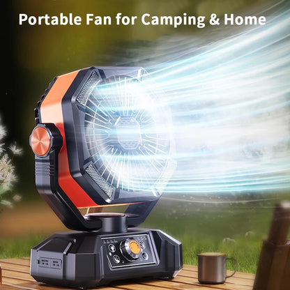 coldSky Portable Camping Fan — 4 LED Lanterns, 8 Speeds, 20000mAh Battery for Outdoor Use