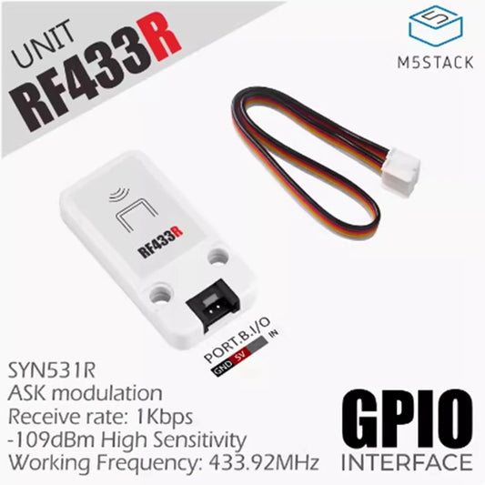 M5Stack RF433R Wireless RF Receiver SYN531R - Ideal for Radio Frequency Remote Control and Automation Applications