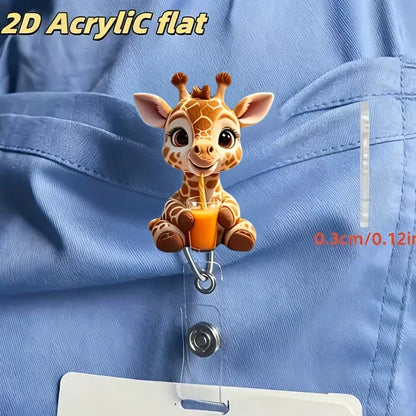 Cute Nurse Retractable Badge Holder - Acrylic Medical ID Clip Reel for Doctors, RN & LPN Staff