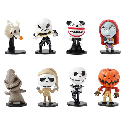 8pcs The Nightmare Before Christmas Action Figures — Sally & Jack Skellington Vinyl Figurines, Halloween & Christmas Collectible Toys