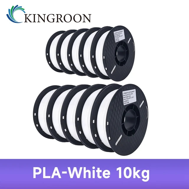 KINGROON 10KG PLA/ABS/PETG Filament 1.75mm – 10 Rolls Black, White, Gray for 3D Printing