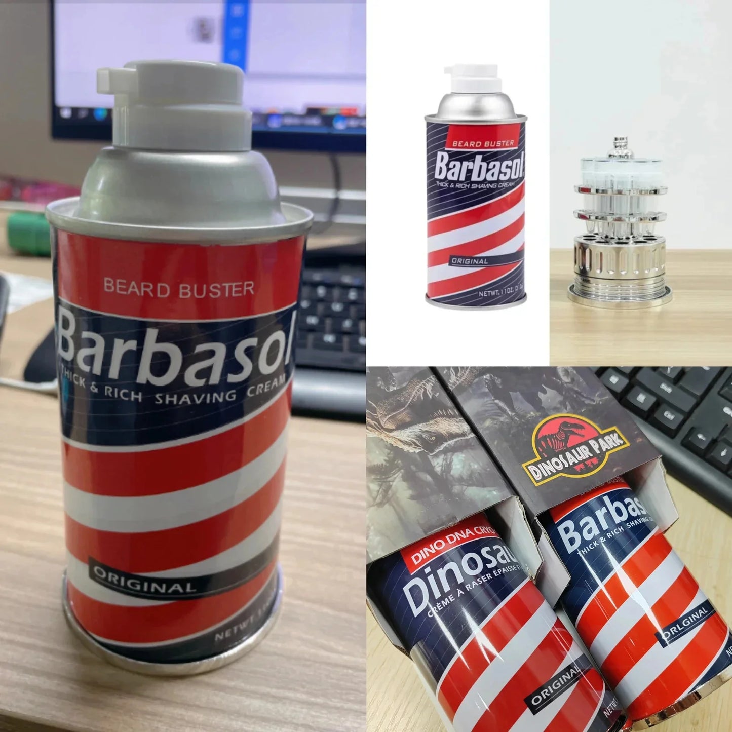 Barbasol Dennis Nedry Dinosaur DNA Jar Model – Jurassic Park Movie Prop Souvenir Desktop Ornament Gift