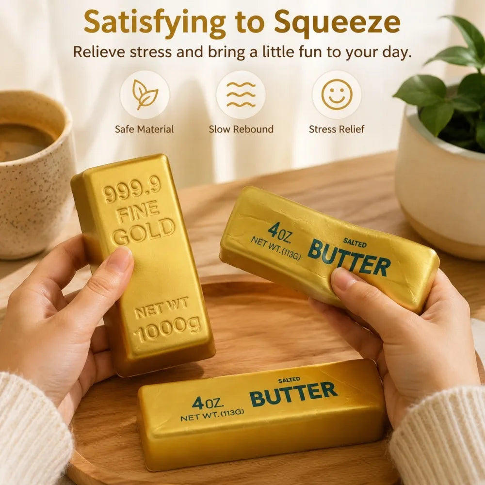 Butter Stick Fidget Toy - Squishy Cheese Stick Stress Relief & Squeeze Toy