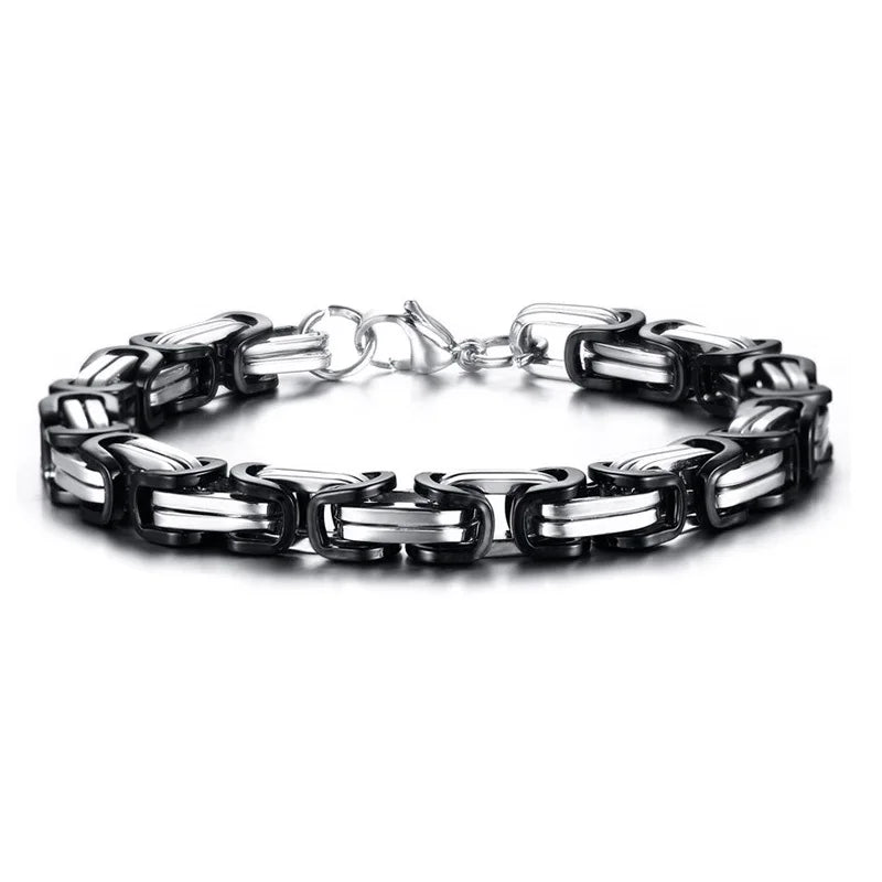 Men's Stainless Steel Byzantine Chain Bracelet – 4/5/6/8MM Link Wristband for Boys, Perfect Gifts for Him