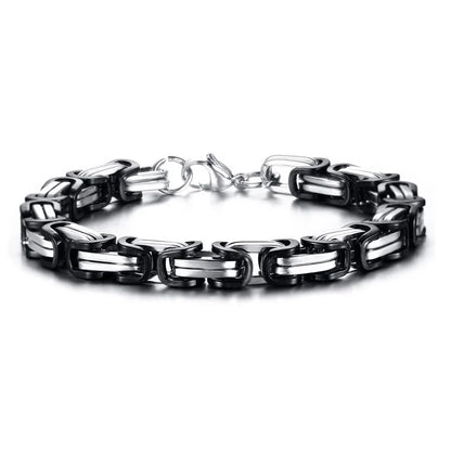 Men's Stainless Steel Byzantine Chain Bracelet – 4/5/6/8MM Link Wristband for Boys, Perfect Gifts for Him