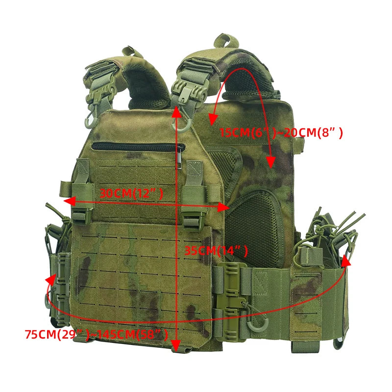New Combat Vest 6094 – Lightweight Quick Release Laser Cut Tactical Gear for Hunting, Black Tactical Vest