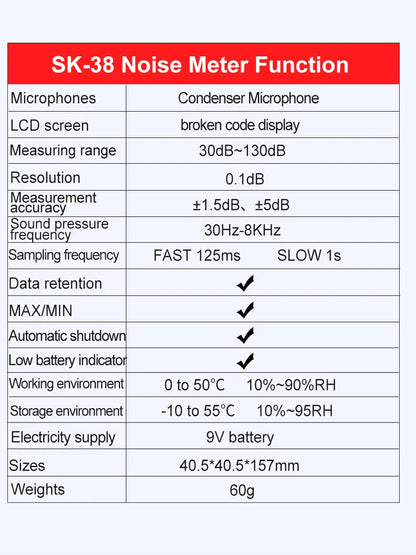 Digital Sound Level Meter — Portable Audio & Noise Decibel Meter 30-130dB