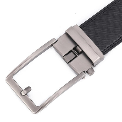Men’s Luxury Leather Click Belt – Automatic Buckle Designer Waist Strap for Jeans (Blue, 3.5cm)