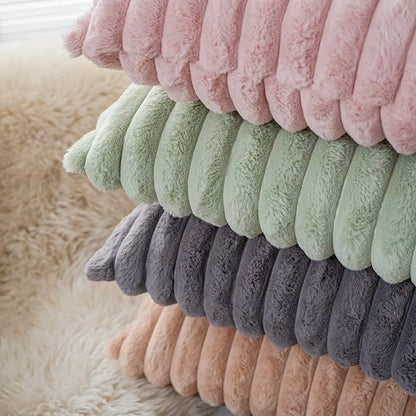 Faux Fur Plush Throw Pillow Covers – Soft Decorative Cushion Cases for Couch, 30x50cm & 45x45cm, Orange, Green, Pink, Cream