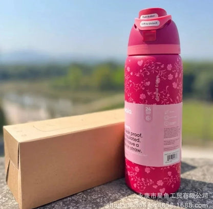 32oz & 24oz One-Touch Pop-Up Sports Water Bottle — Vacuum Insulated Tumbler with Straw & Spout, Leakproof for Outdoor and Gym Use