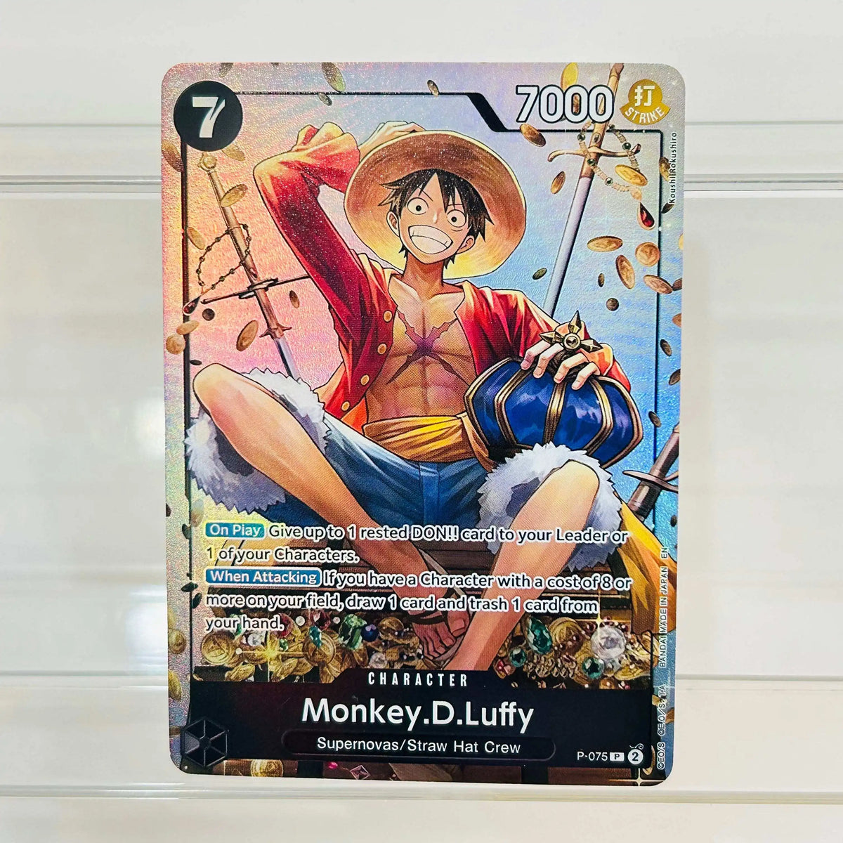 One Piece Monkey D. Luffy ST10-006 SR Card - English Holographic Textured Anime Collectible Trading Card