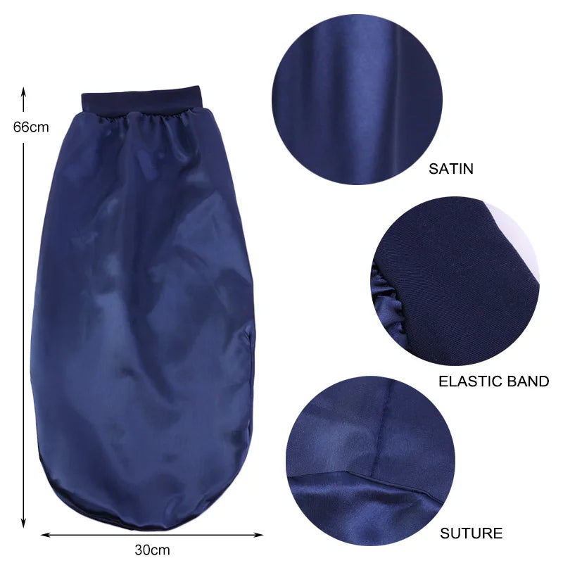 Long Satin Sleep Bonnet for Women — Silky Hair Care Cap with Wide Elastic Band for Braids, Curly & Natural Hair