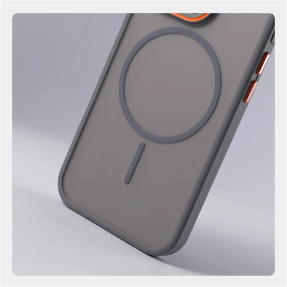 Luxury Matte Translucent MagSafe Case — Shockproof Wireless Charging Cover for iPhone 12–17 Pro/Max/Plus