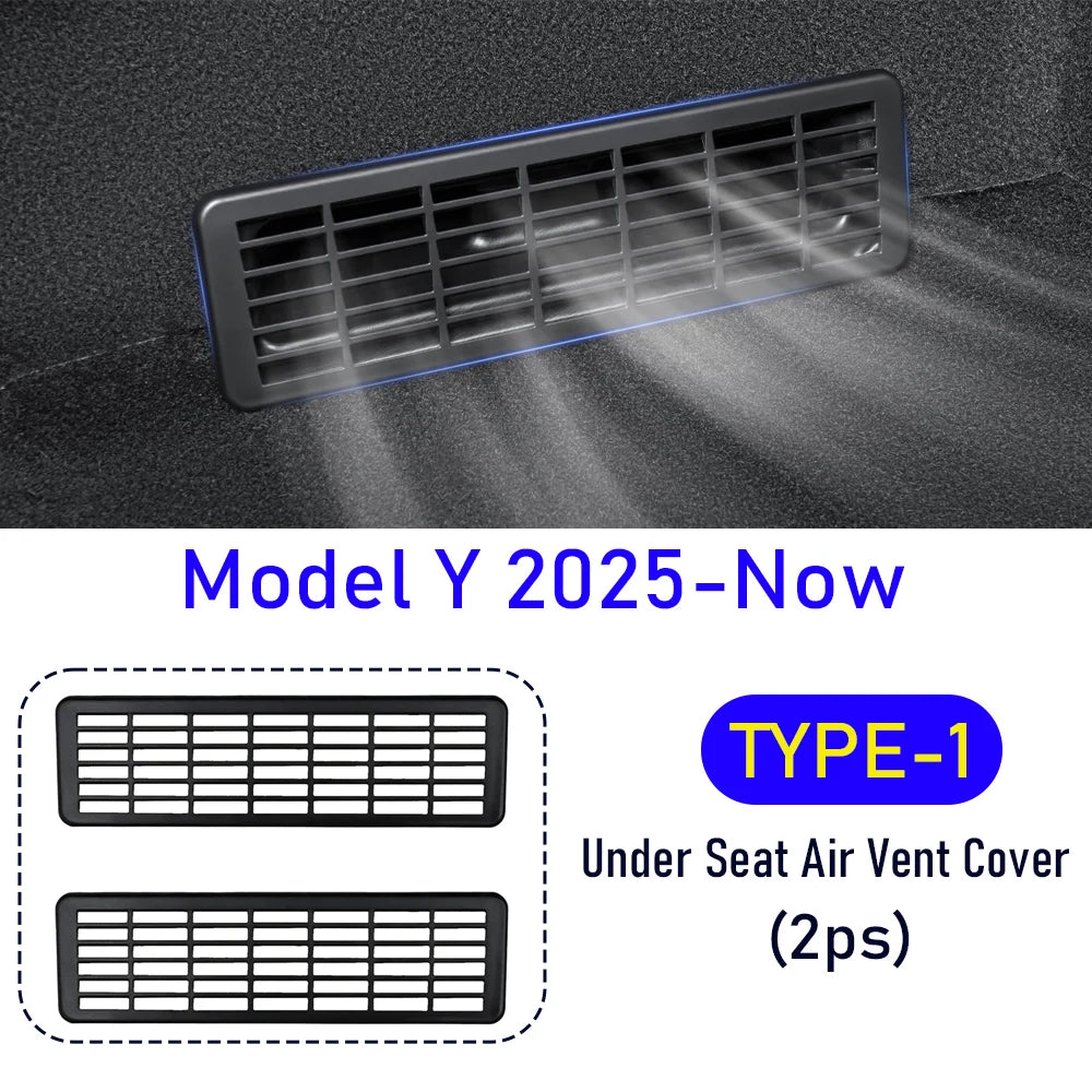 Tesla Model 3 and Model Y Juniper Under-Seat Vent Cover – Rear Air Conditioning Outlet Protector Grill (2025–2026)