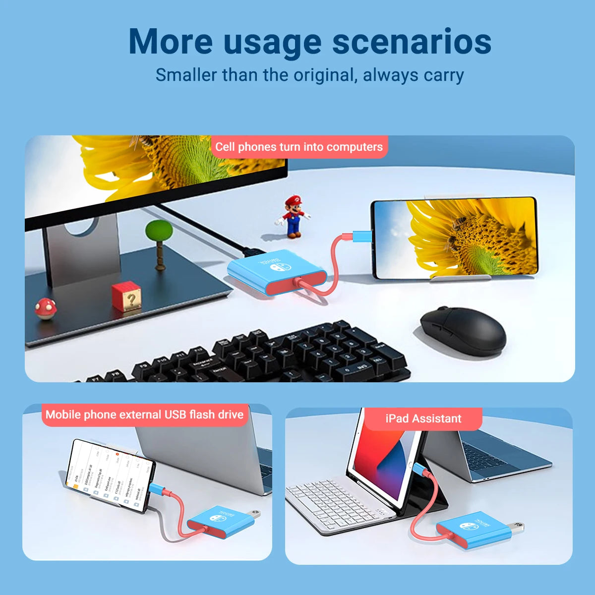Portable Nintendo Switch Docking Station — Type-C Hub with HDMI & USB 3.0 for Travel Gaming