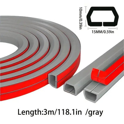 Cable Management Sleeve - 118" Self-Adhesive PVC Cord Hider for Wall & Floor, Insulated Wire Cover