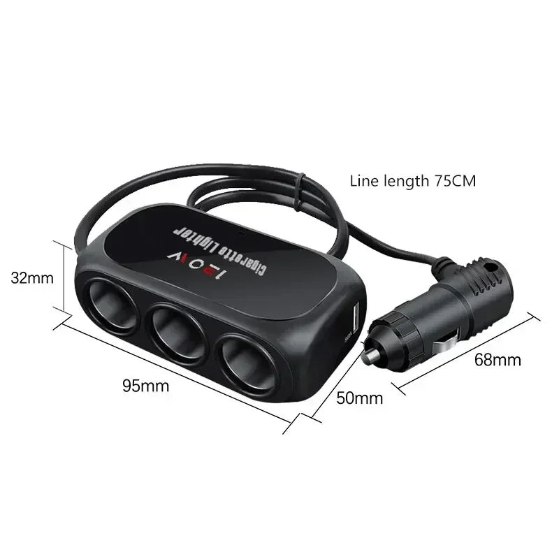 Dual USB Car Charger – Multi-Function Power Adapter Plug for 3 Devices