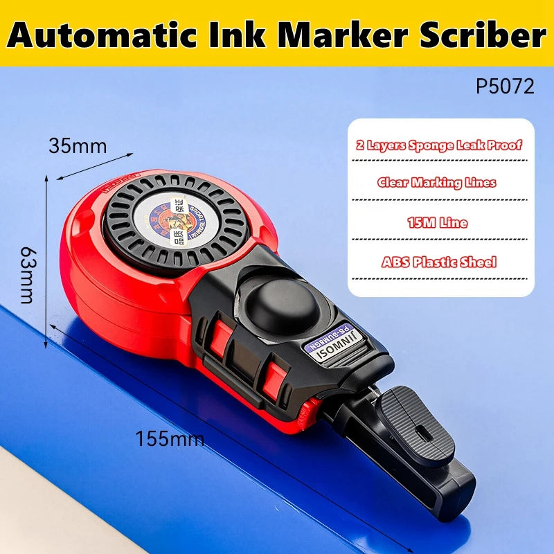 Woodworking Carpenter Scriber & Ink Marker Tool - 50M Chalk Line for Precise Woodworking Layout & Drawing