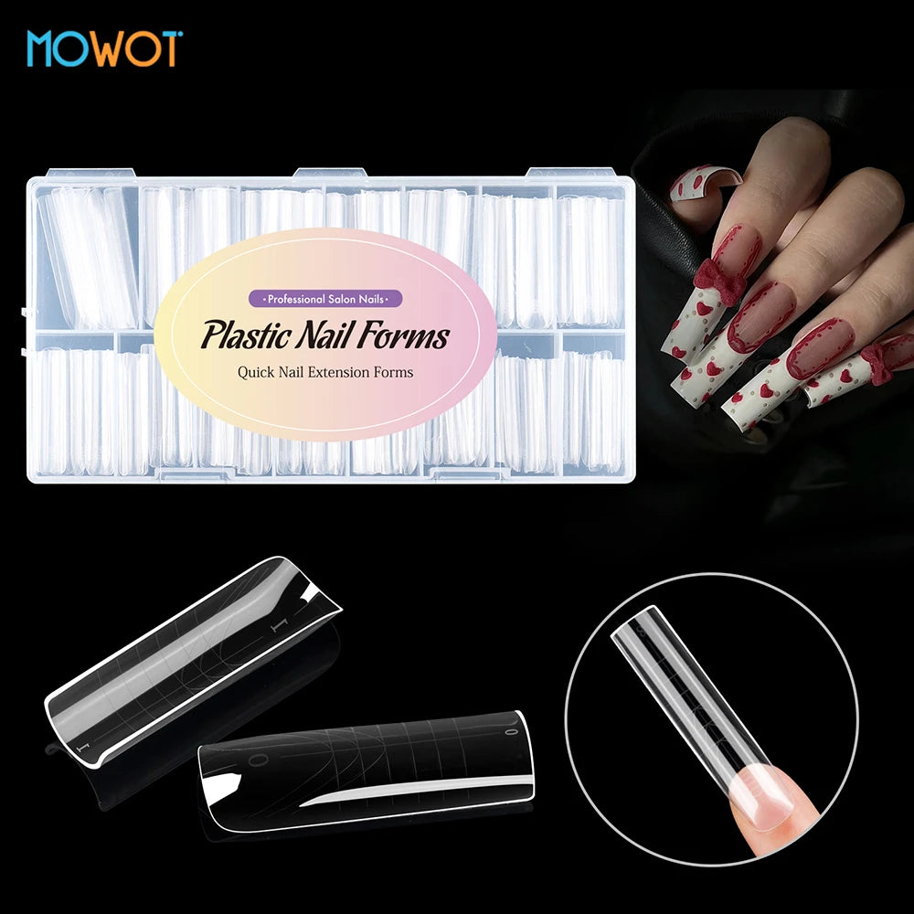 Square Nail Extension Forms - MOWOT Dual Nail Tips Quick Building Gel Molds for Acrylic Full Cover Nails