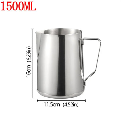 Stainless Steel Milk Frother Jug — Latte Pitcher with Measurement for Coffee & Espresso Barista Tools