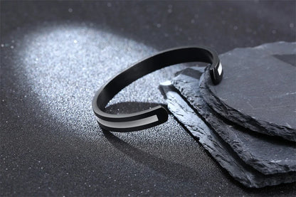 Men's Enamel Bangle - Viking Logo Cuff Bracelet, Stainless Steel Minimalist Bangle for Gentlemen