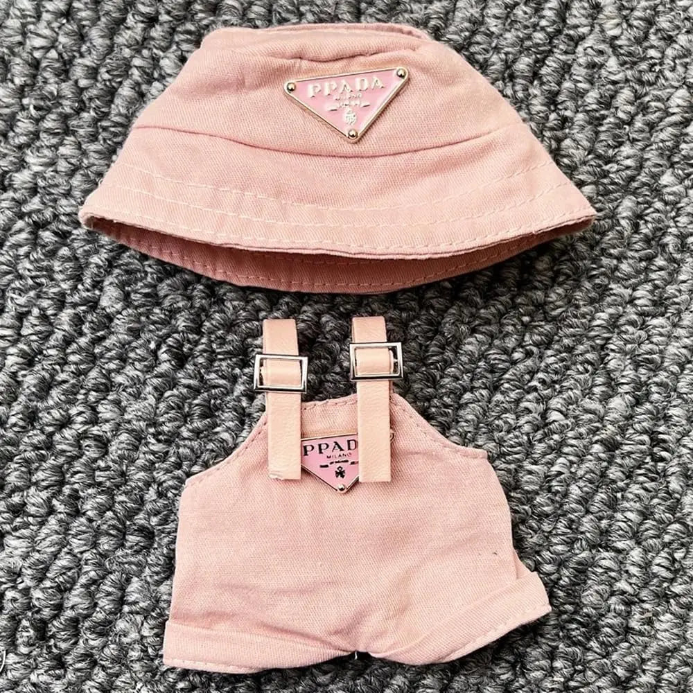 8-Inch Labubu Clothes Set – Pink Hat & Overalls Outfit for Labubu Dolls, Cute Dress-Up Accessories