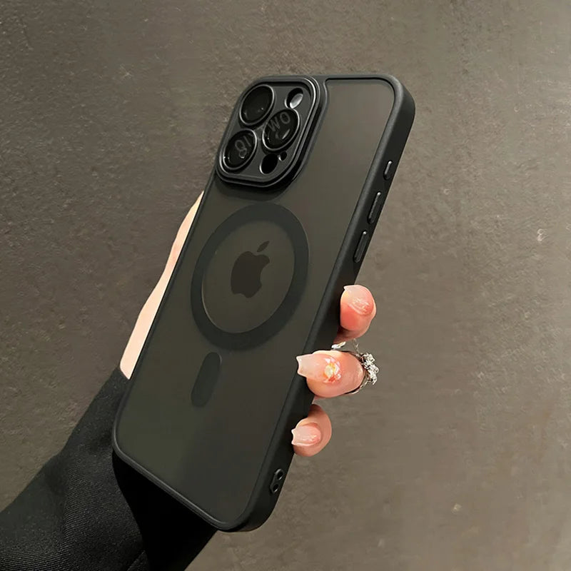 Luxury Matte Armor Case for MagSafe - Magnetic Wireless Charging, Shockproof Hard Cover for iPhone 11-16 Pro Max Plus