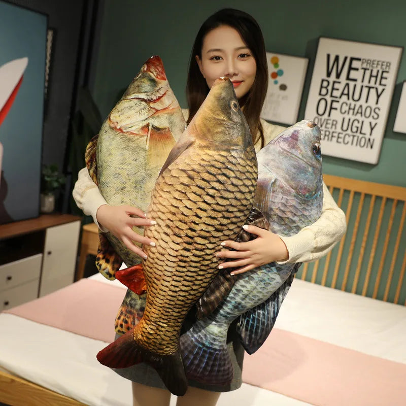 Simulation Fish Plush Toy - Soft Stuffed Animal Pillow Cushion for Kids Girls Christmas Gift and Home Decor