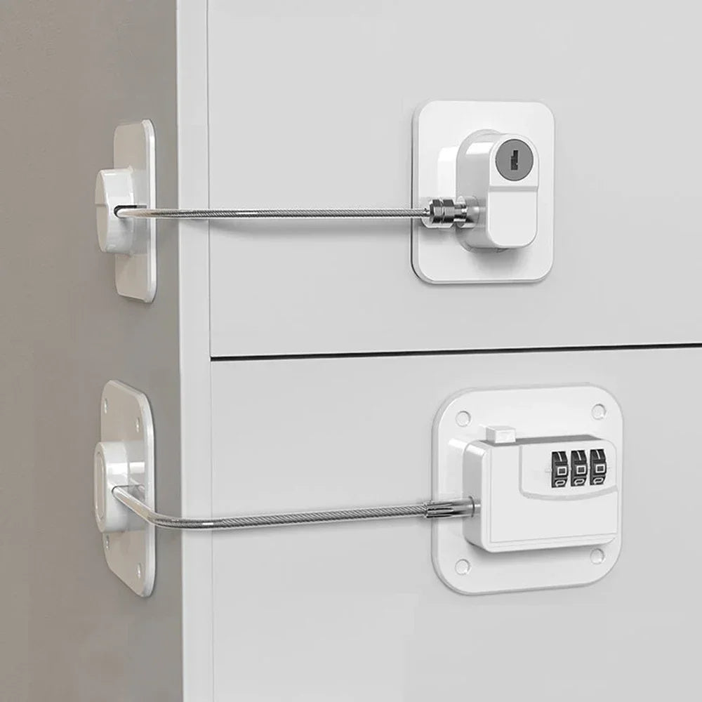 Child Safety Cabinet & Fridge Lock – Stainless Steel Cable Security Lock for Baby Proofing Doors, Windows & Home Use