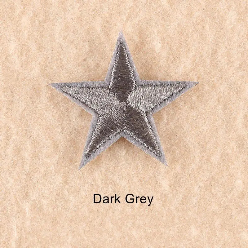 10Pcs Mini Star Embroidery Iron-On Patches – DIY Clothing Appliques Pentagram Stickers for Jackets, Jeans & Bags (Black, White, Gold)