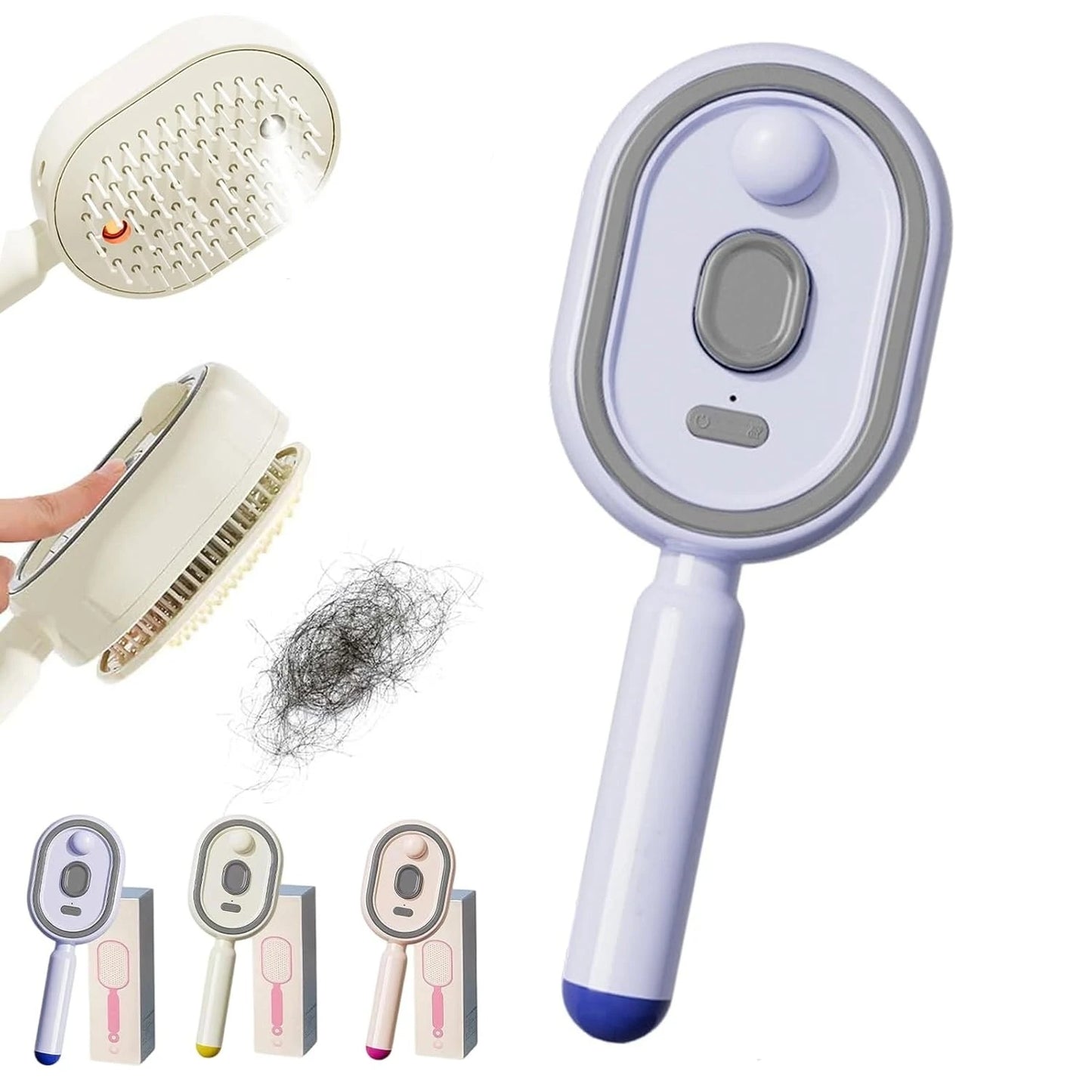 Electric Steam Hair Comb with Spray Massage - Anti-Frizz & Anti-Static Hair Styling Brush