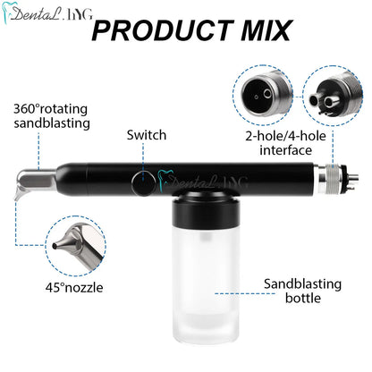 Dental Air Polisher Micro Blaster Aluminum Oxide Sandblasting Gun Machine Dentistry Tool with Water or Dry Mode Polishing System