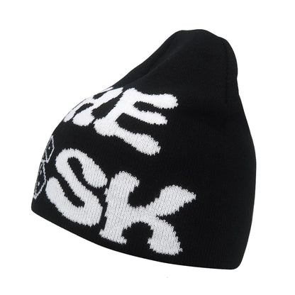 Y2K Letter Knitted Beanie Cap – Unisex Winter Autumn Warm Ski Skullcap, Hip Hop Streetwear Ear Cover Hat for Men & Women