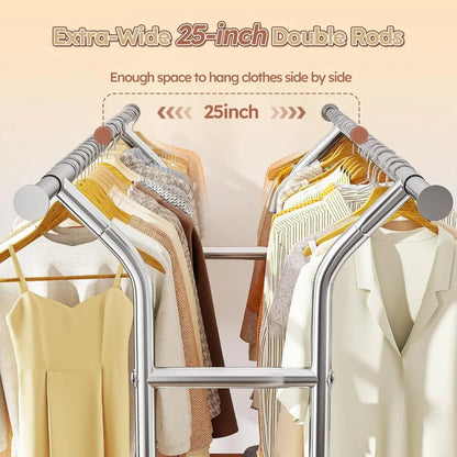 Rubi Clothes rack Heavy duty clothes rack with wheels bearing 630LBS clothes rack for rolling